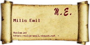 Milis Emil névjegykártya